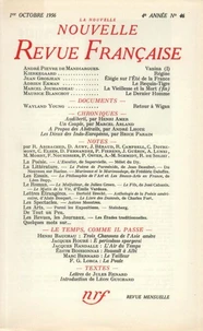 La nouvelle revue française N° 46, octobre 1956