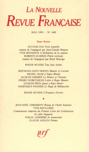 La Nouvelle Revue Française N° 460, mai 1991