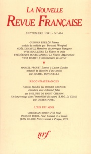  Gallimard - La Nouvelle Revue Française N° 464, sept 1991 : .