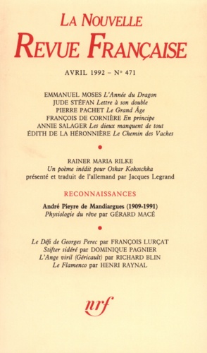 La Nouvelle Revue Française N° 471, avril 1992