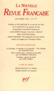  Gallimard - La Nouvelle Revue Française N° 477, octobre 1992 : .