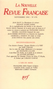  Gallimard - La Nouvelle Revue Française N° 478,novembre 1992 : .