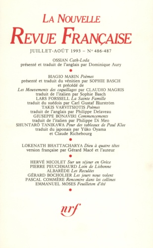 La Nouvelle Revue Française N°486 Juillet-août 1993