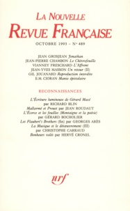 Gallimard - La Nouvelle Revue Française N° 489, octobre 1993 : .