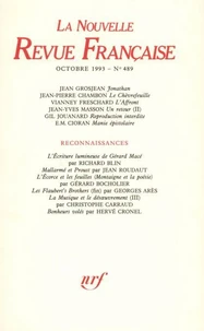 La Nouvelle Revue Française N° 489, octobre 1993