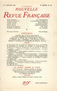 La Nouvelle Revue Française N° 49, janvier 1957