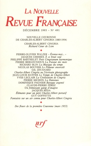 La Nouvelle Revue Française N° 491 décembre 1993