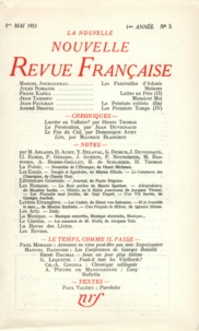  Gallimard - La Nouvelle Revue Française N° 5 mai 1953 : .