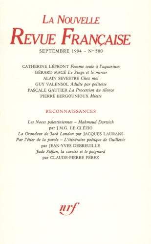 La Nouvelle Revue Française N° 500 sept 1994