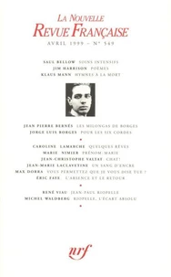 La Nouvelle Revue Française N° 549 octobre 1998