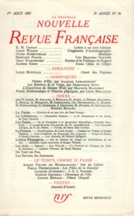  Gallimard - La Nouvelle Revue Française N° 56, aout 1957 : .