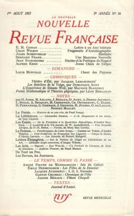 La Nouvelle Revue Française N° 56, aout 1957