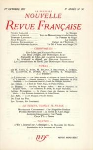  Gallimard - La Nouvelle Revue Française N° 58 octobre 1957 : .
