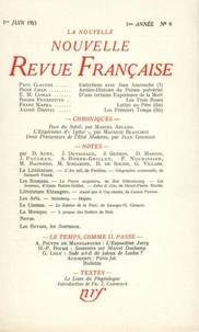La Nouvelle Revue Française N° 6, juin 1953
