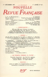  Gallimard - La Nouvelle Revue Française N° 60 décembre 1957 : .