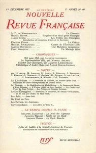 La Nouvelle Revue Française N° 60 décembre 1957