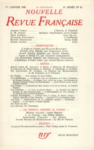  Gallimard - La Nouvelle Revue Française N° 61 janvier 1958 : .