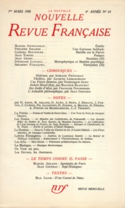  Gallimard - La Nouvelle Revue Française N° 63, mars 1958 : .