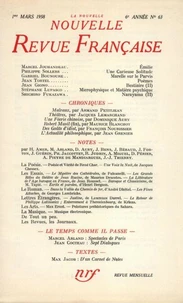 La Nouvelle Revue Française N° 63, mars 1958