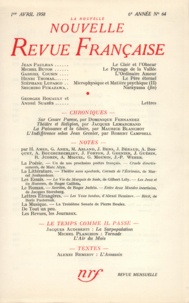  Gallimard - La Nouvelle Revue Française N° 64 avril 1958 : .