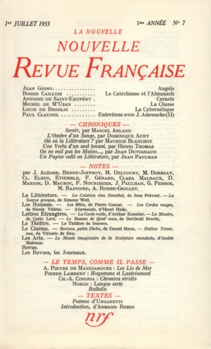 La Nouvelle Revue Française N° 7 juillet 1953