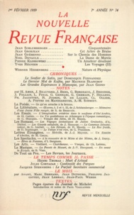  Gallimard - La Nouvelle Revue Française N° 74, février 1959 : .