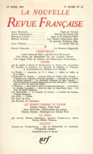  Gallimard - La Nouvelle Revue Française N° 76, avril 1959 : .