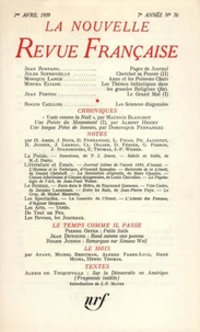 La Nouvelle Revue Française N° 76, avril 1959
