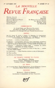  Gallimard - La Nouvelle Revue Française N° 82, octobre 1959 : .