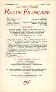 La Nouvelle Revue Française N° 83 novembre 1959