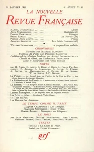 La nouvelle revue française N° 85 janvier 1960