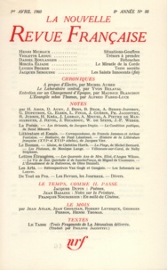  Gallimard - La Nouvelle Revue Française N° 88 avril 1960 : .