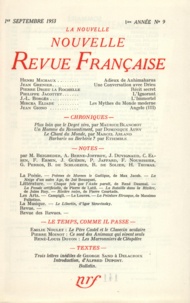  Gallimard - La Nouvelle Revue Française N° 9 septembre 1953 : .