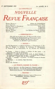 La Nouvelle Revue Française N° 9 septembre 1953
