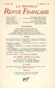 La Nouvelle Revue Française N° 90, juin 1960