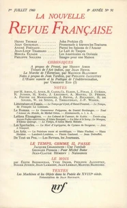 La Nouvelle Revue Française N° 91, juillet 1960