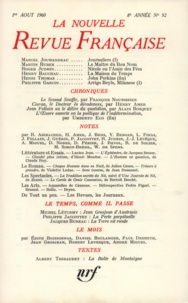  Gallimard - La Nouvelle Revue Française N° 92, aout 1960 : .