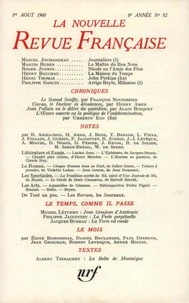 La Nouvelle Revue Française N° 92, aout 1960