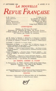  Gallimard - La Nouvelle Revue Française N° 93 septembre 1960 : .
