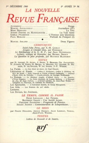 La Nouvelle Revue Française N° 96 décembre 1960