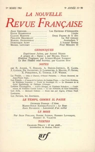 La Nouvelle Revue Française N° 99, mars 1961