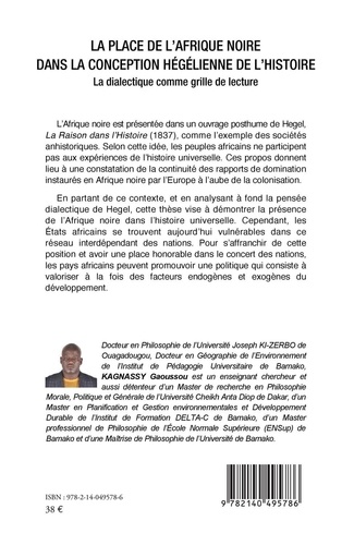 La place de l'Afrique noire dans la conception hégélienne de l'histoire. La dialectique comme grille de lecture