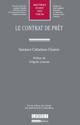 Garance Cattalano-Cloarec - Le contrat de prêt.
