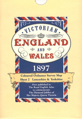  Old House Books - Victorian England and Wales 1897 - Coloured Ordonance Survey Map Sheet 2, Lancashire & Yorkshire.