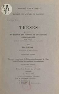 Facteurs endocriniens de l'absorption intestinale de l'eau et du ClNa dans les conditions physiologiques