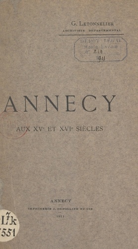 Annecy aux XVe et XVIe siècles