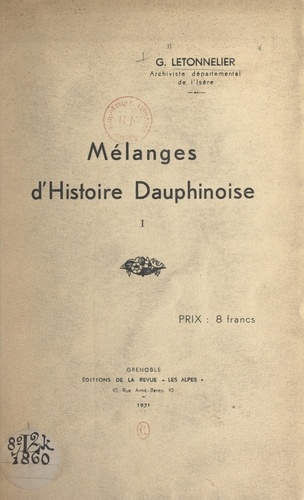 Mélanges d'Histoire dauphinoise (1)