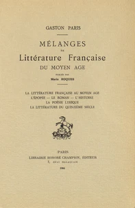 Mélanges de littérature française du Moyen Age