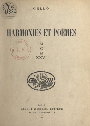 Harmonies et poèmes : MCMXXVI