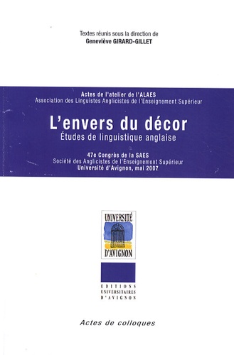 Geneviève Girard-Gillet - L'envers du décor - Etudes de linguistique anglaise.